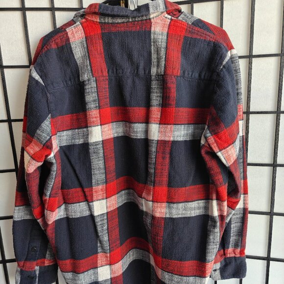 Madewell Red Black and White Button Up Plaid Flannel Shirt - Size L Fall Autumn - Picture 5 of 6
